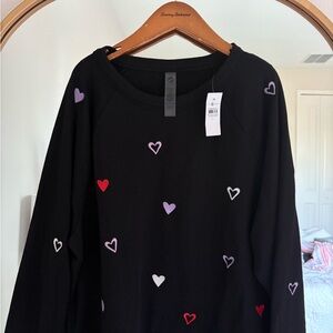 Lou & Grey Black Top with Pink Heart Detail